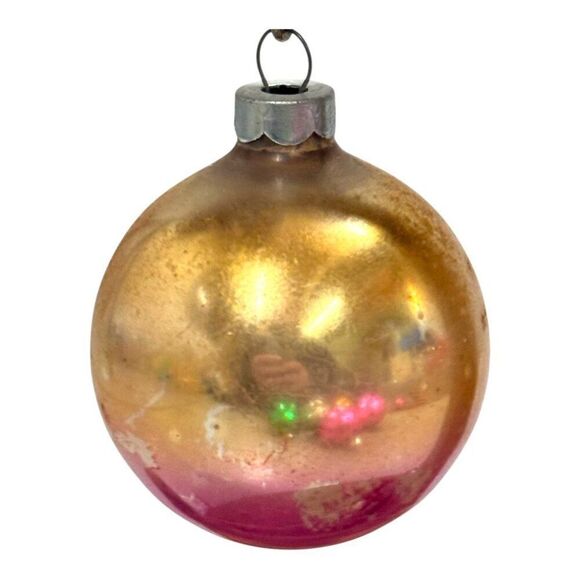 Vintage Made In USA Shiny Brite Glass Christmas Ornaments Set Of 7 Pink Gold - Picture 3 of 16